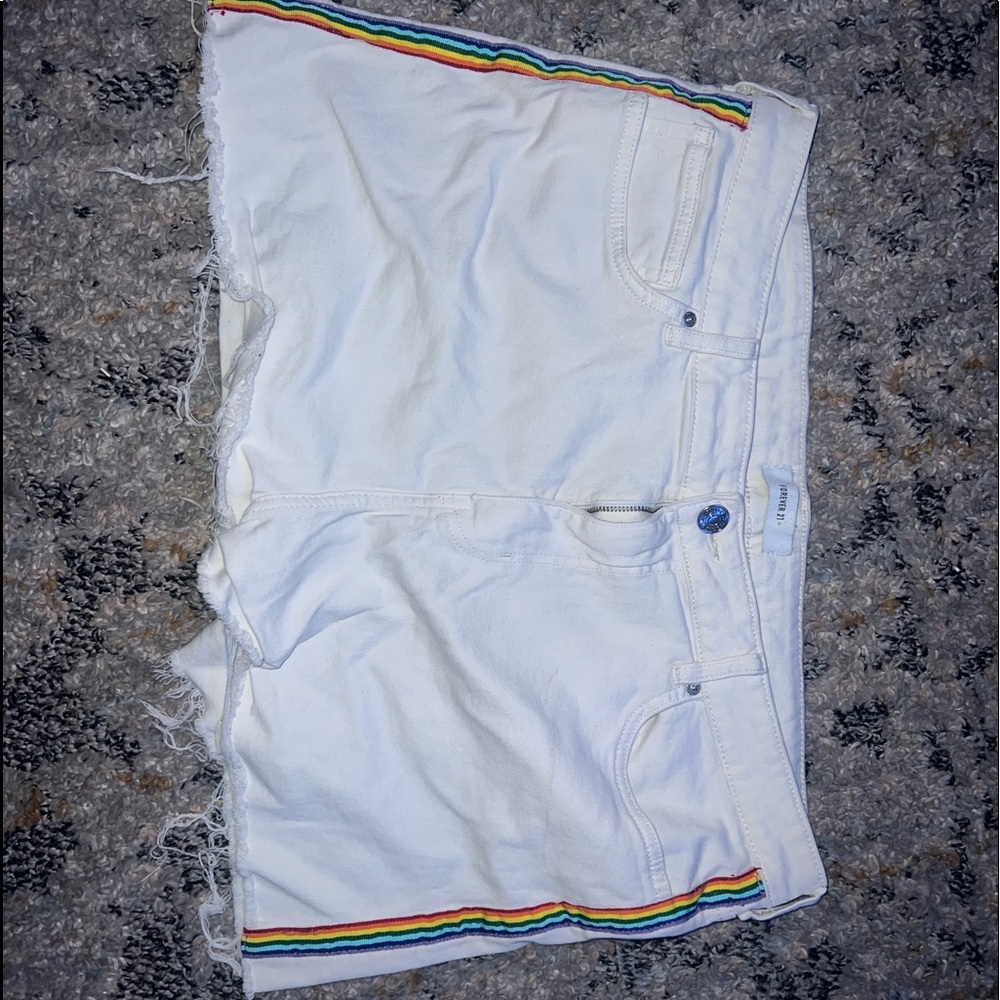 Pride/rainbow white forever 21+ shorts